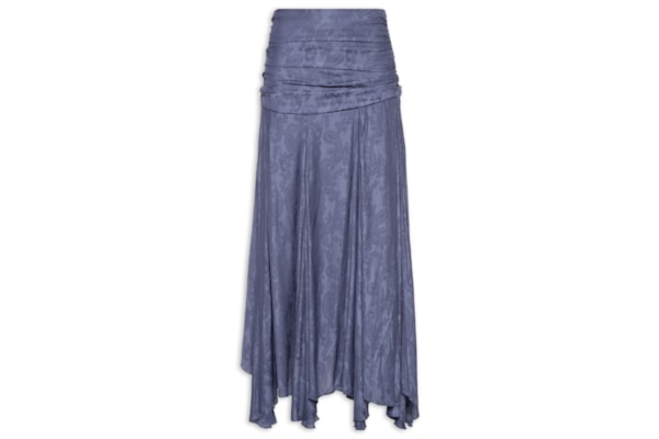 Saia Midi Jacquard Cachemiere - Azul