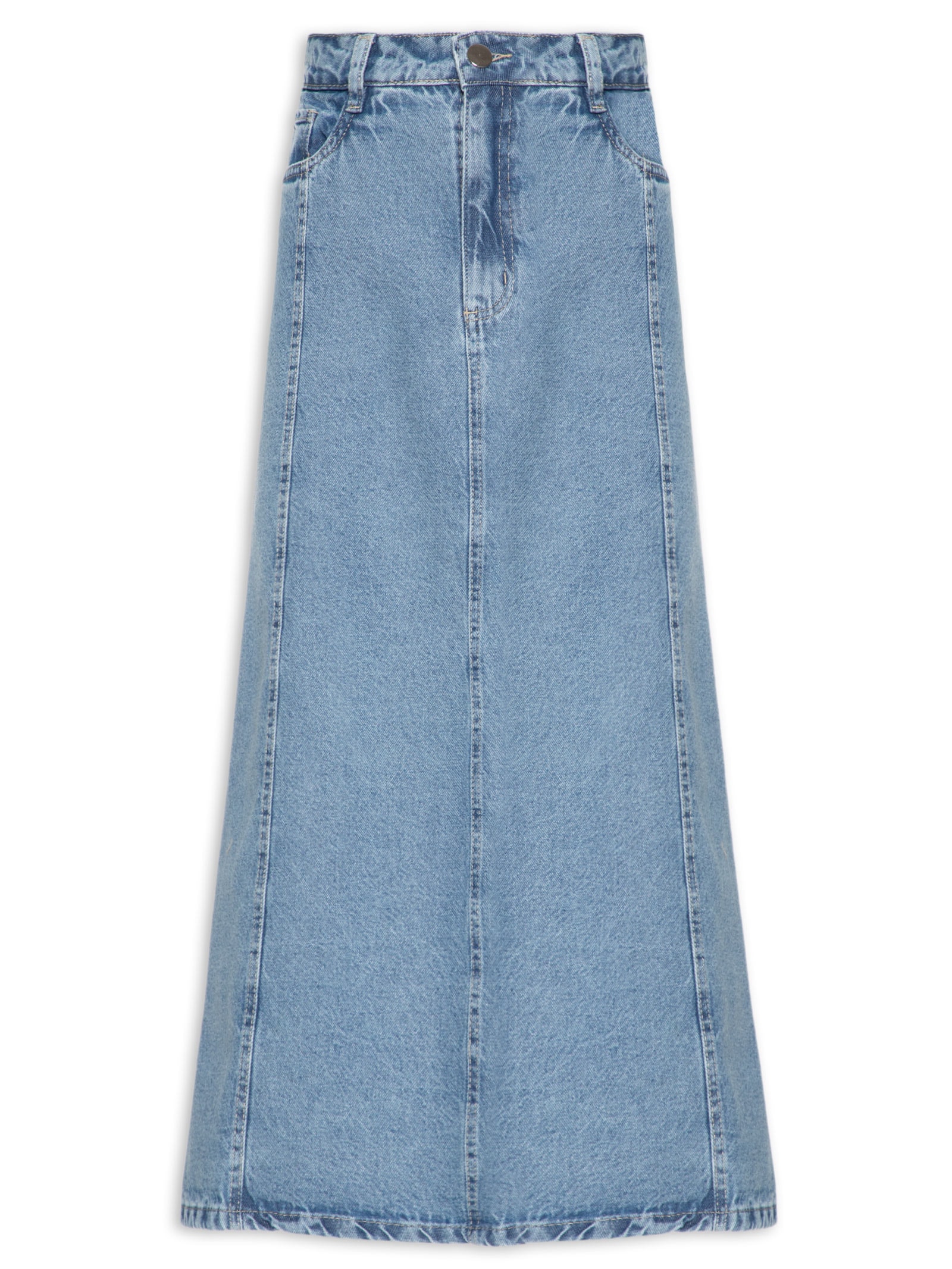 Saia Midi Jeans Azul Basiq