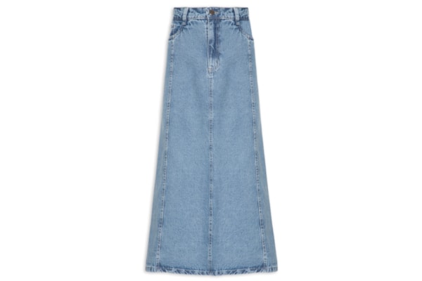 Saia Midi Jeans - Azul