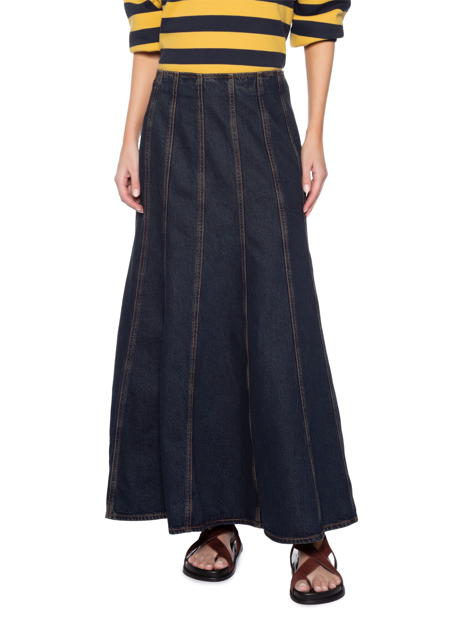 Saia Midi Jeans Seamed Flare Skirt Azul Levi's