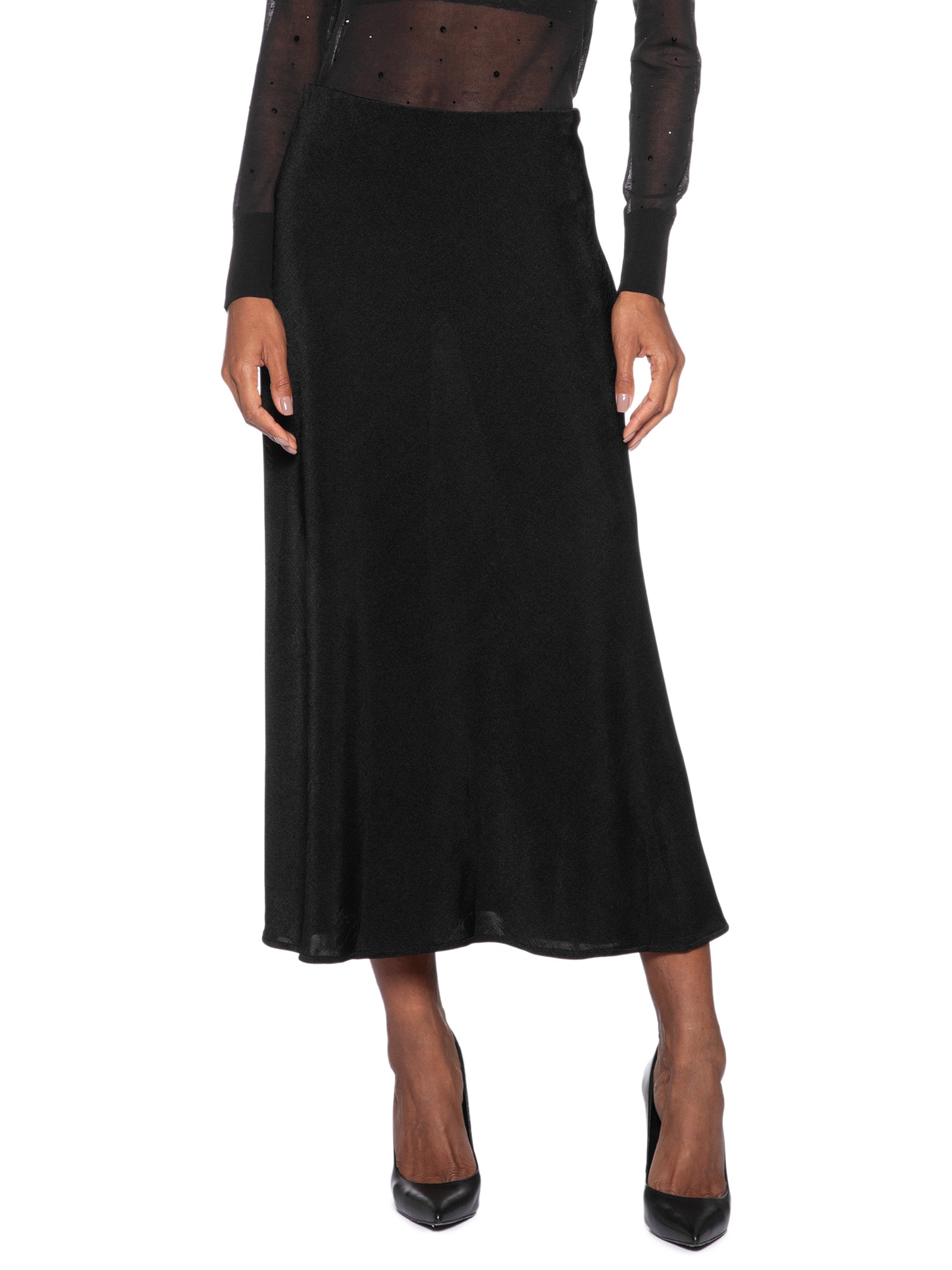 Saia Midi Jersey Preto Animale