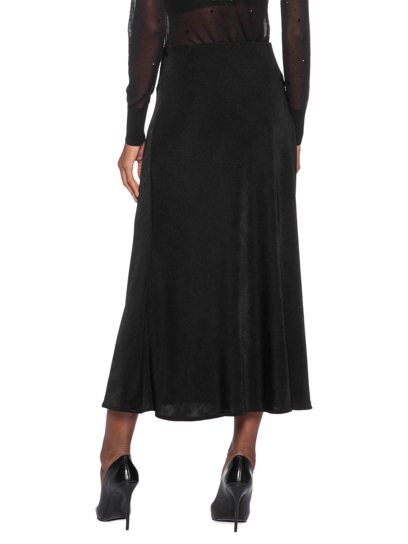 Saia Midi Jersey Preto Animale
