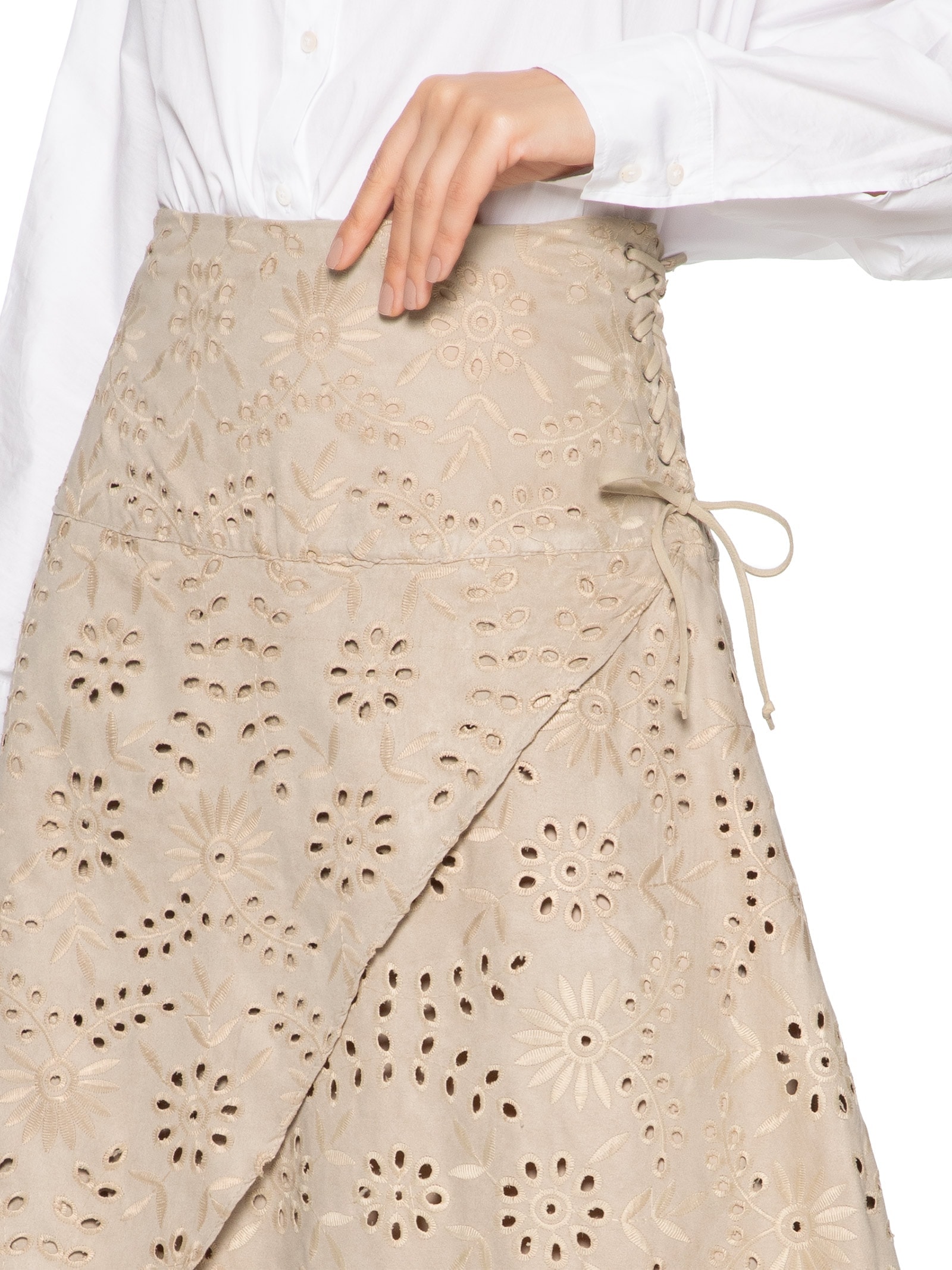 Saia Midi Laise Transpassada Bege  '2Essential