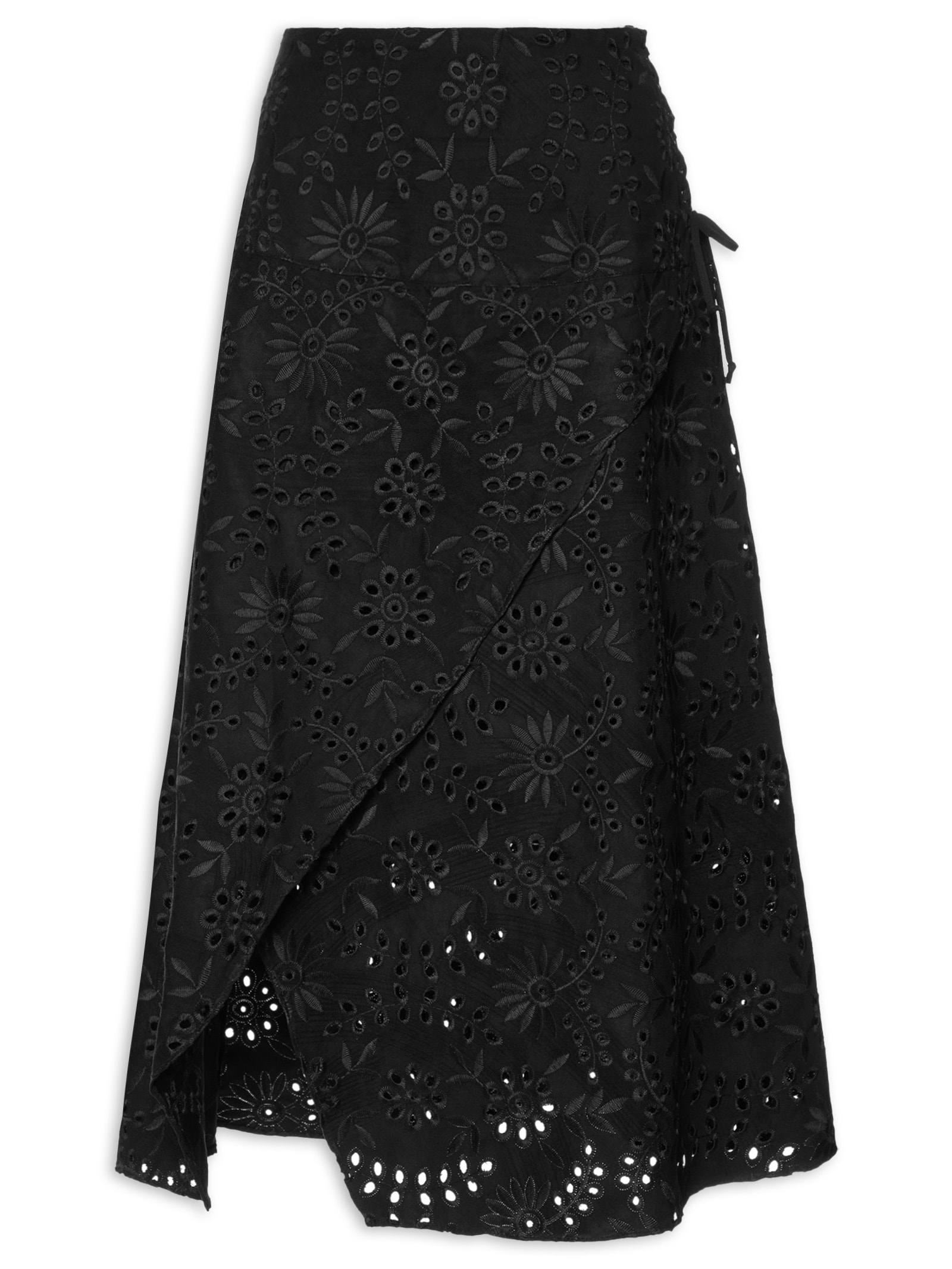 Saia Midi Laise Transpassada Preto '2Essential