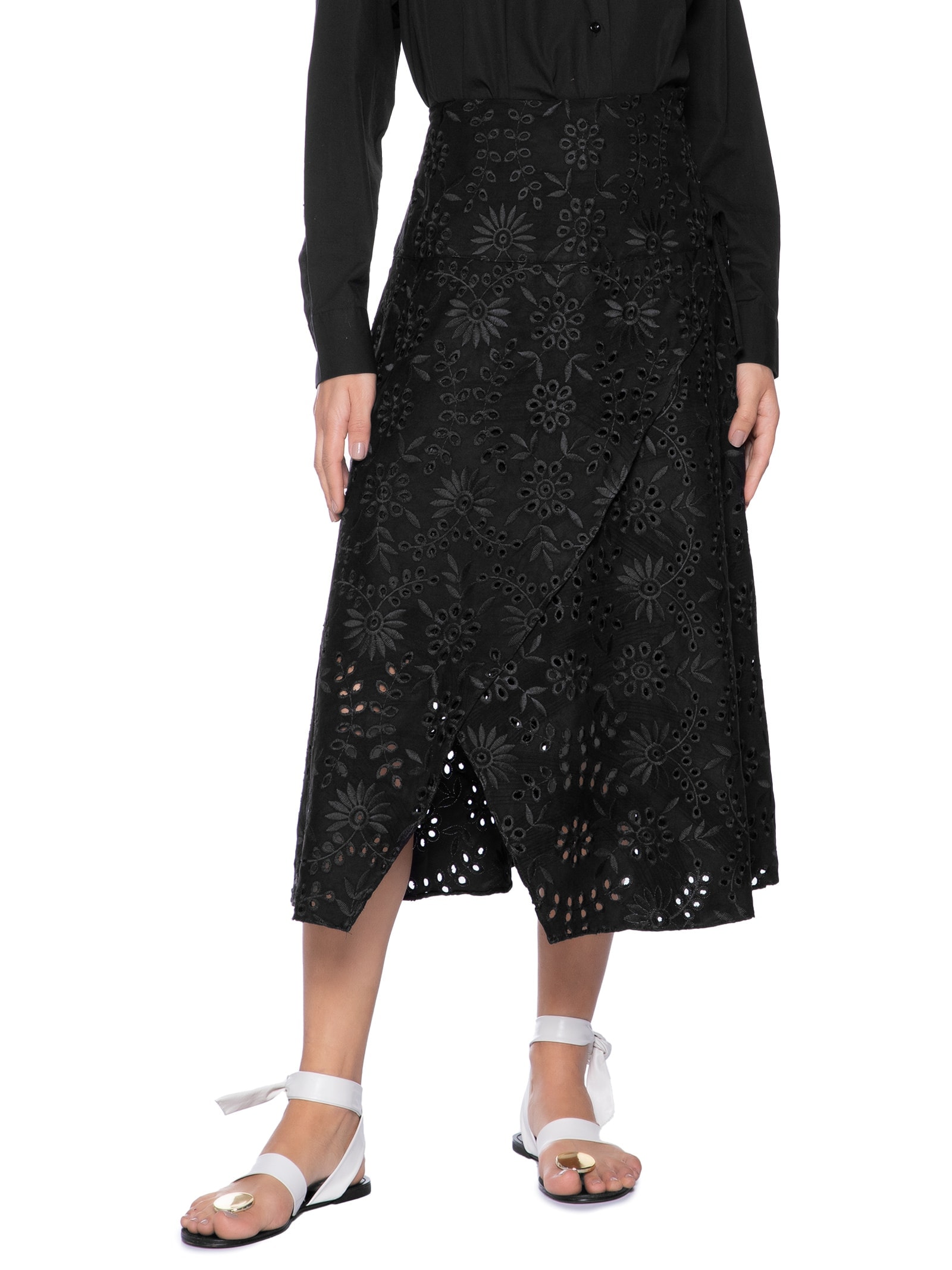 Saia Midi Laise Transpassada Preto '2Essential