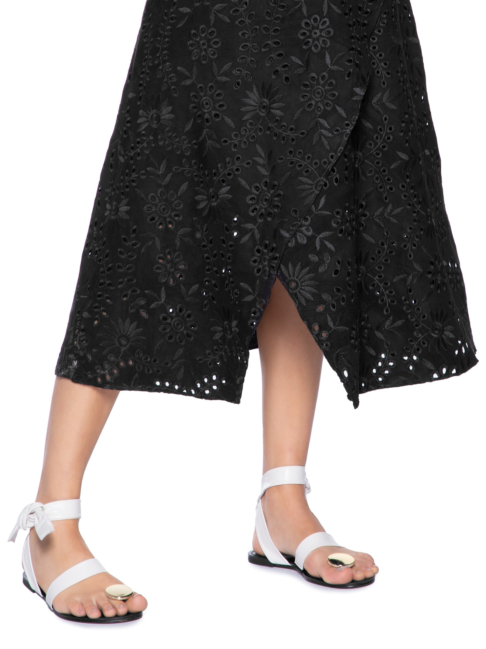 Saia Midi Laise Transpassada Preto '2Essential