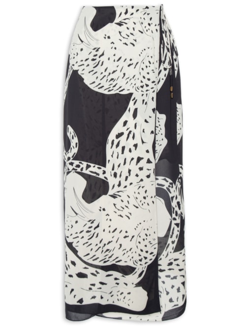 Saia Midi Lenço Pantera – Preto