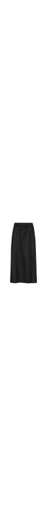 Saia Midi Linho com Fenda - Preto