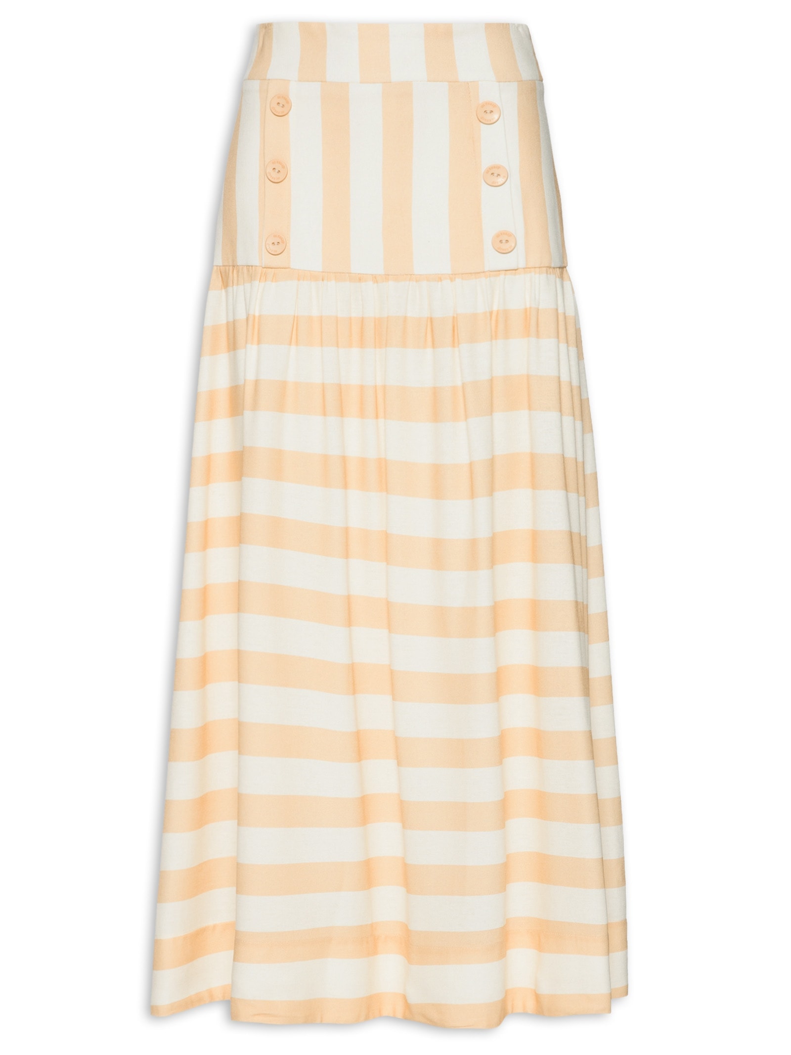 Saia Midi Linho Estampa Horizonte Bege Dress To