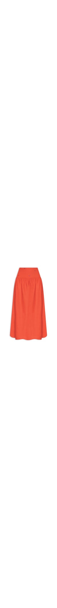 Saia Midi Linho Pala Bordado Paetê - Vermelho