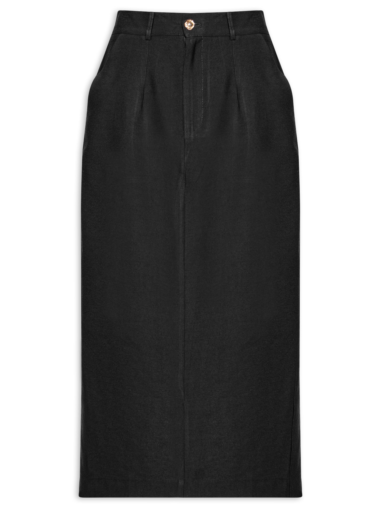 Saia Midi Linho Preto Basiq