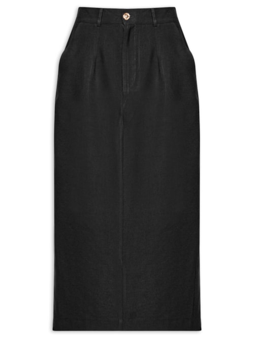 Saia Midi Linho – Preto
