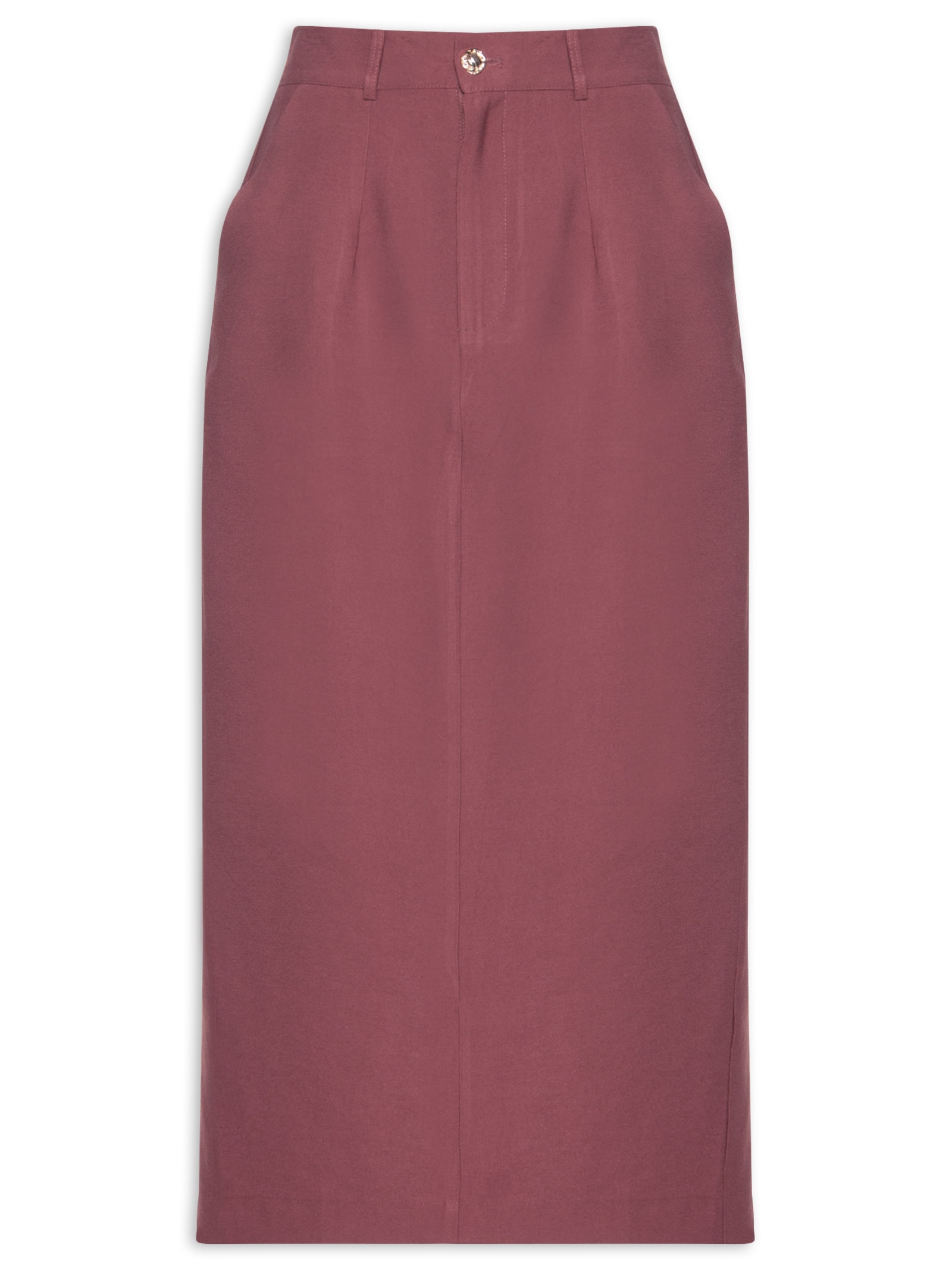 Saia Midi Linho Vermelho Basiq