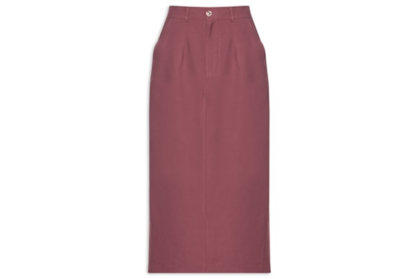 Saia Midi Linho - Vermelho