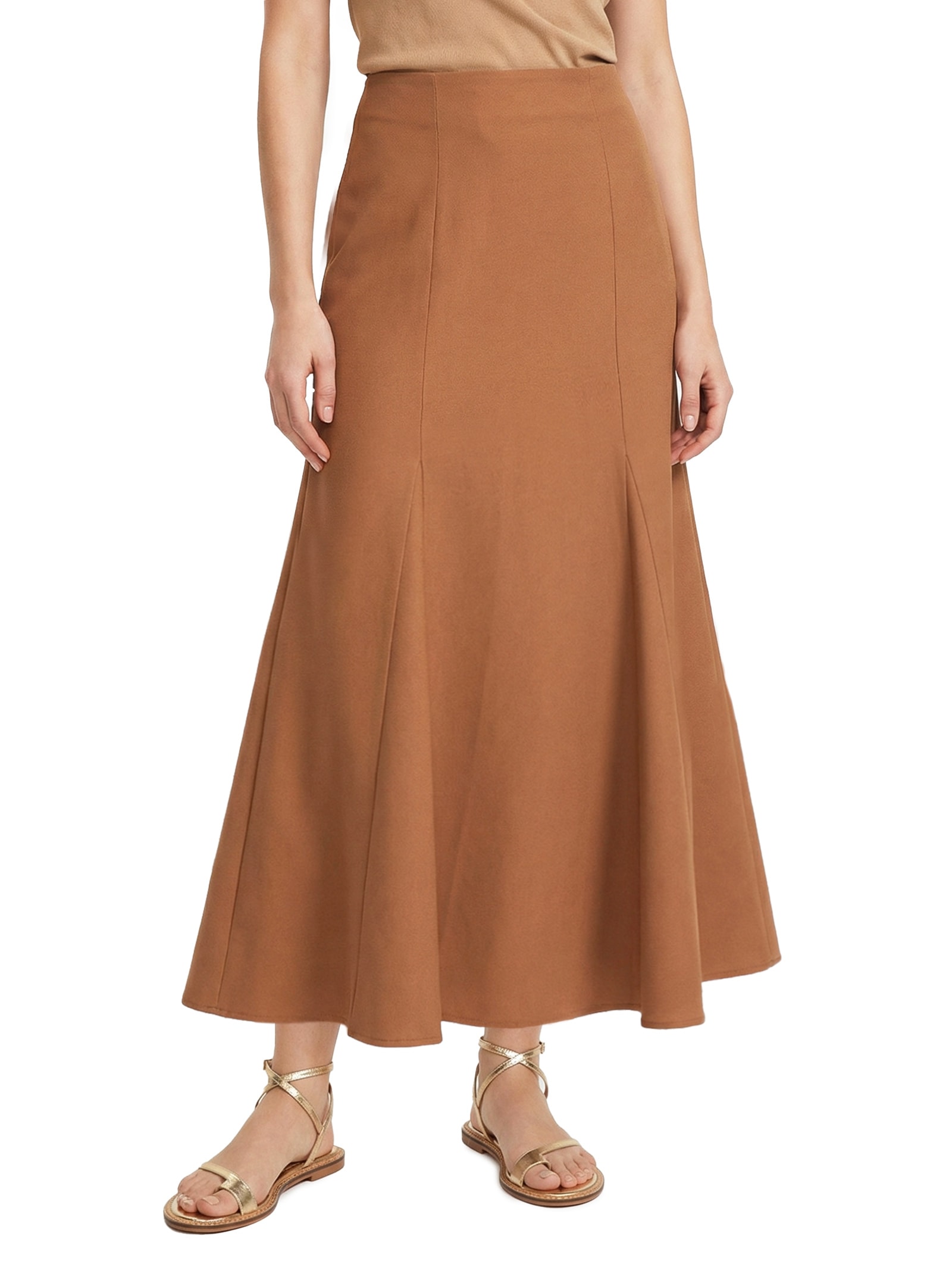 Saia Midi Lisa Nesgas Marrom Cacay