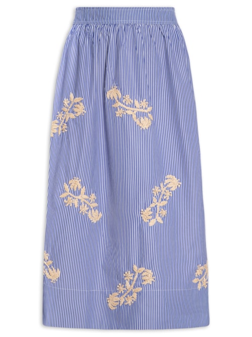 Saia Midi Listrada – Azul