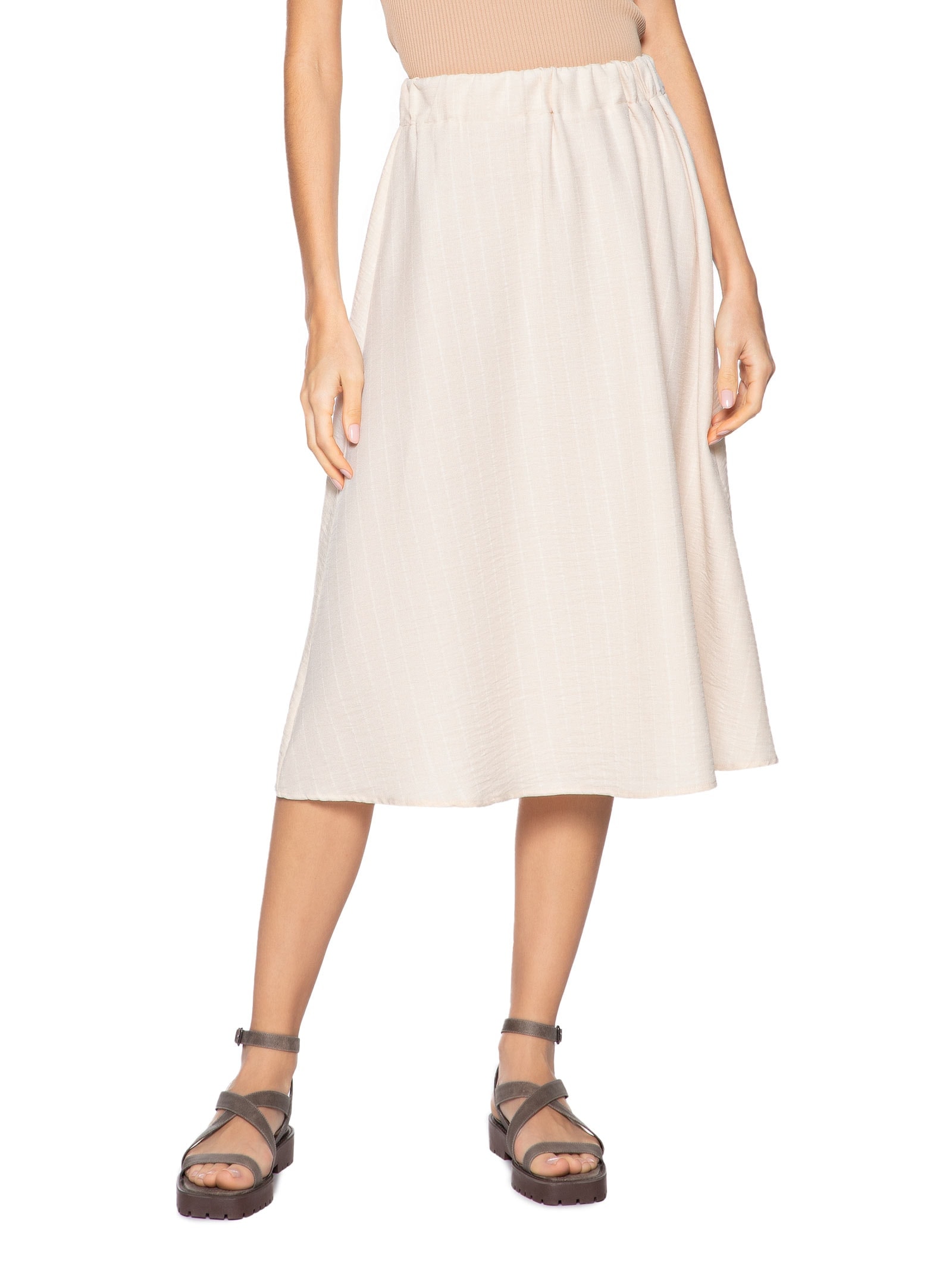 Saia Midi Listrada Off White Basiq