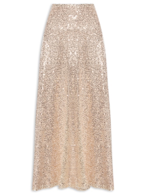 Saia Midi Lurex Com Paetê - Dourado