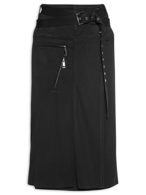 Saia Midi Malha Estruturada - Preto