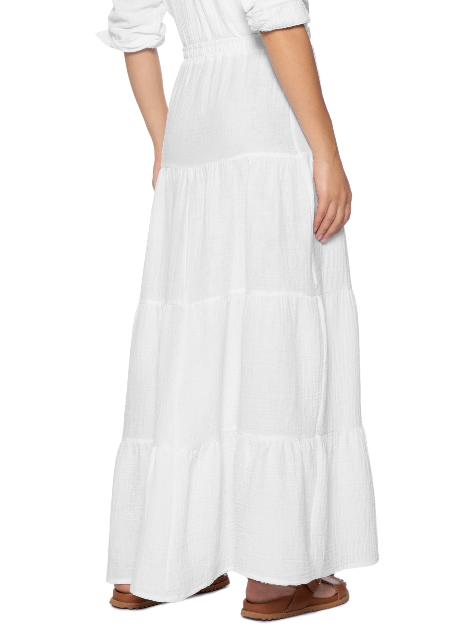 Saia Midi Marias Branco Basiq