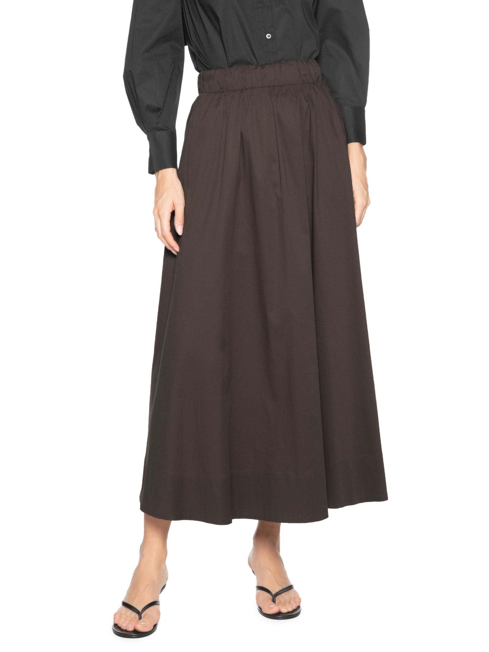 Saia Midi Maxi Godê Marrom '2Essential