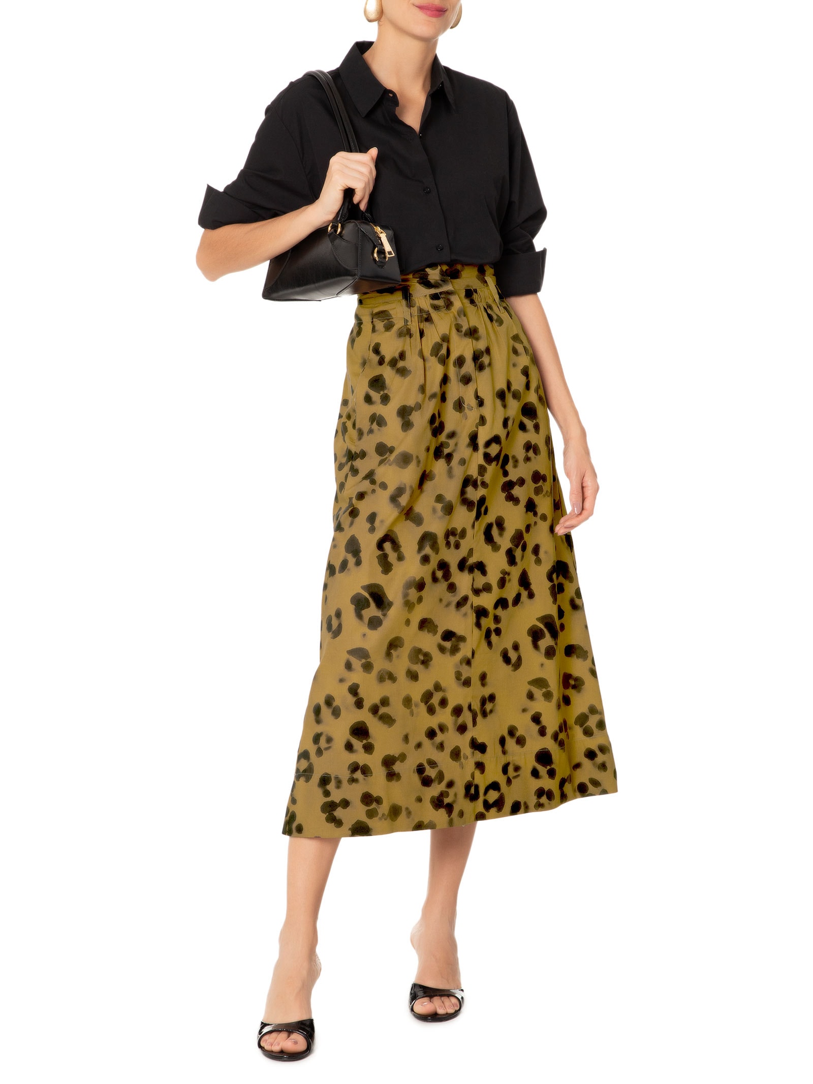 Saia Midi Onça Sombra Animal Print Animale