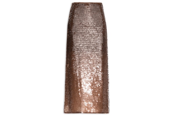 Saia Midi Paetê - Marrom