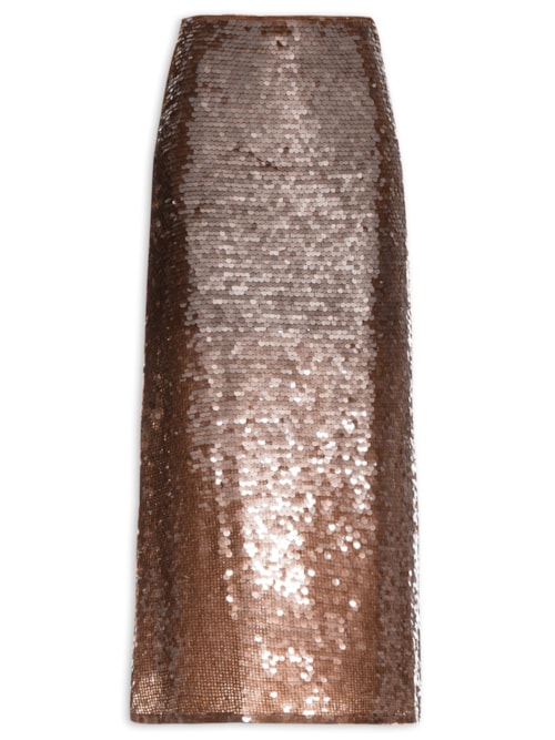 Saia Midi Paetê – Marrom