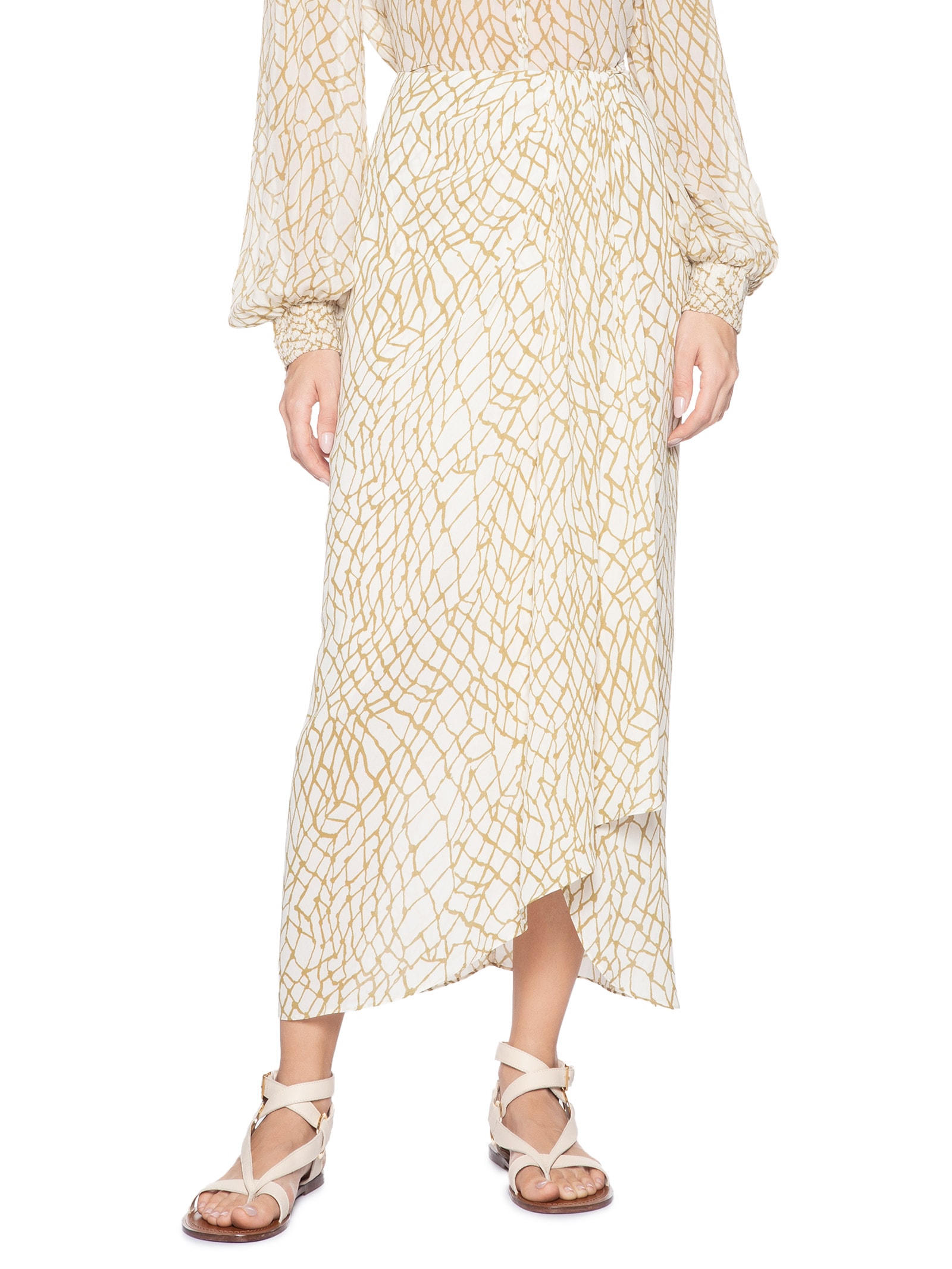 Saia Midi Pareô Bege Animale