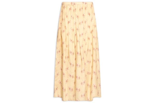 Saia Midi Pregas Estampa Mini Fleur - Amarelo
