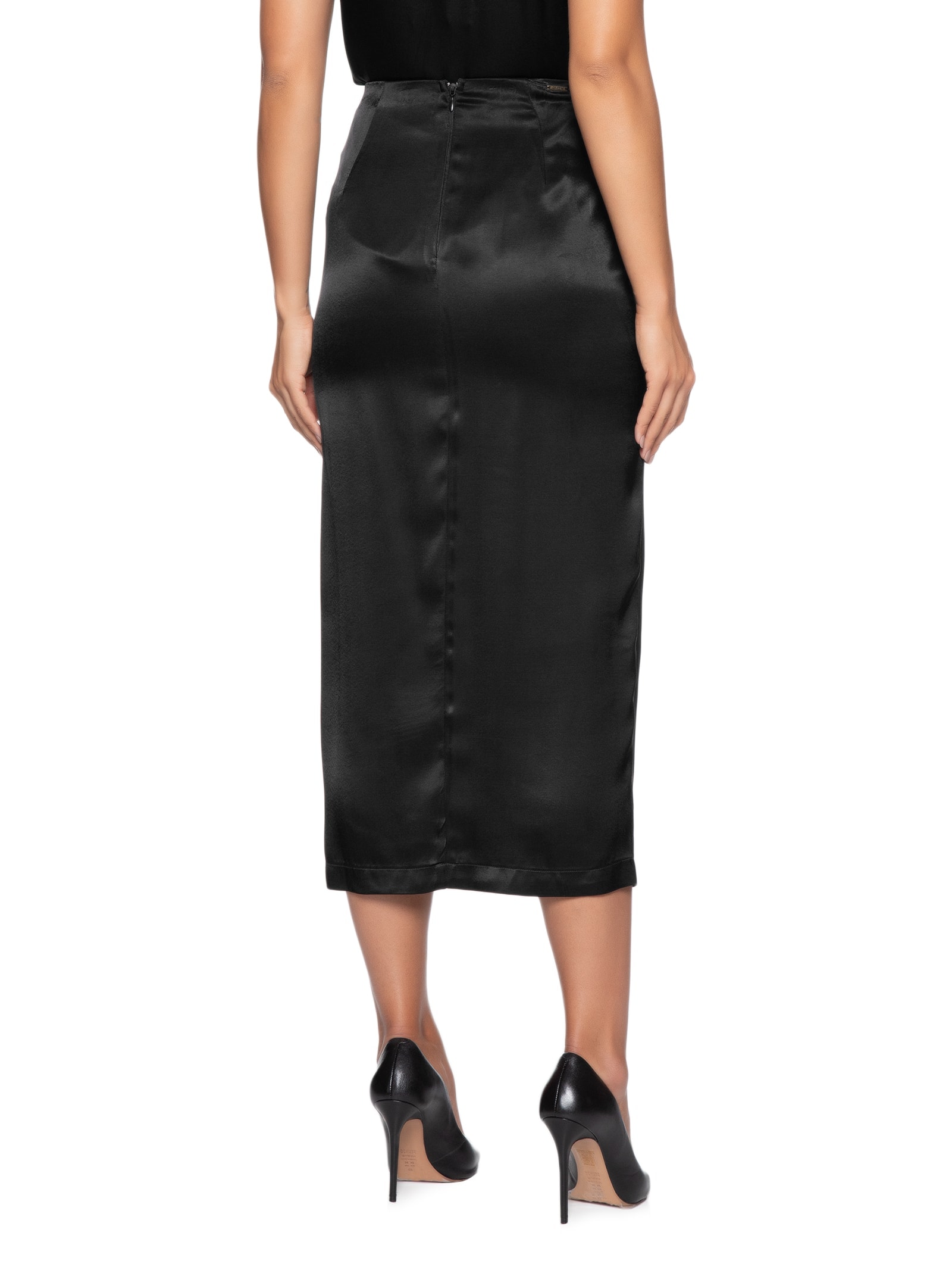 Saia Midi Preta Colcci