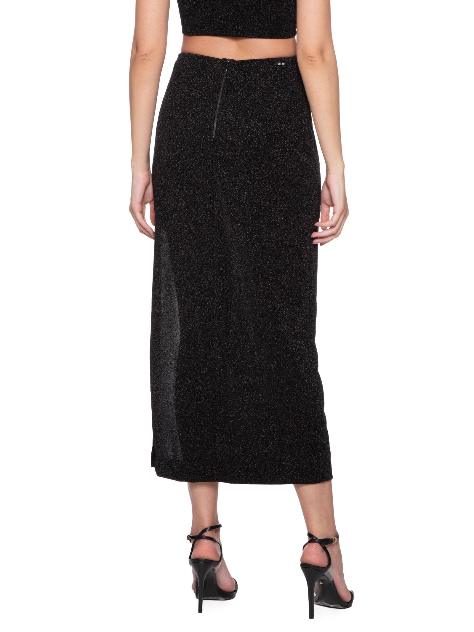 Saia Midi Preto Colcci
