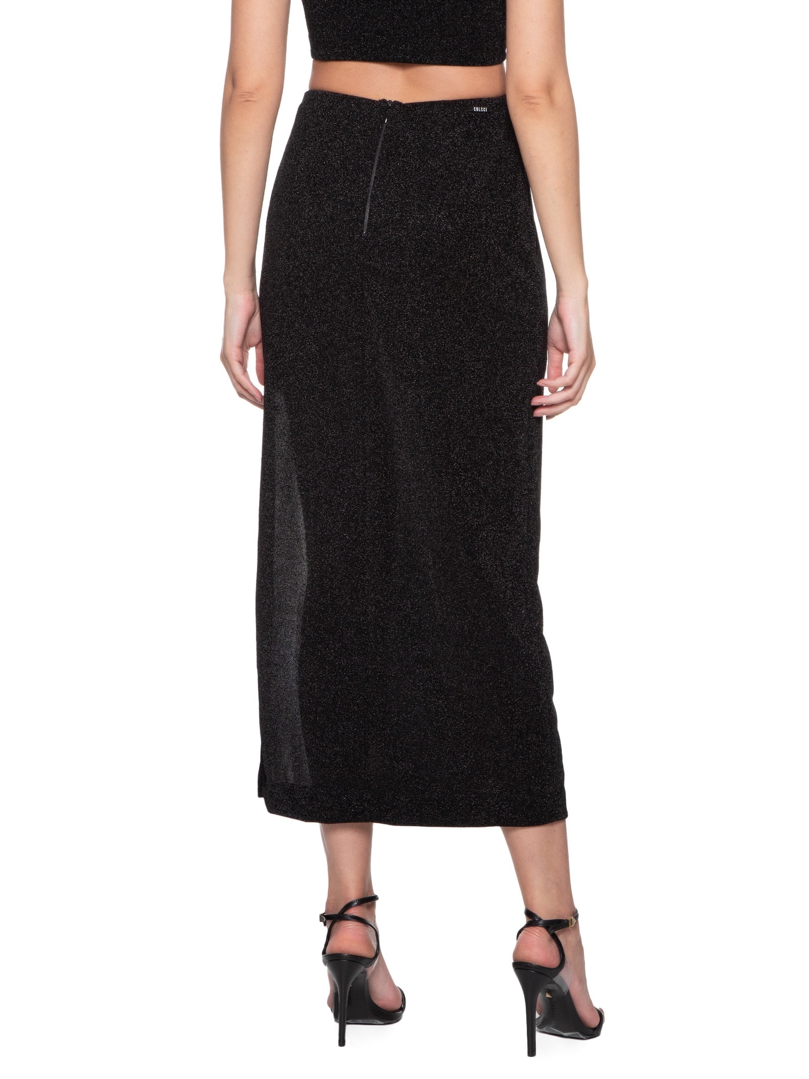 Saia Midi Preto Colcci