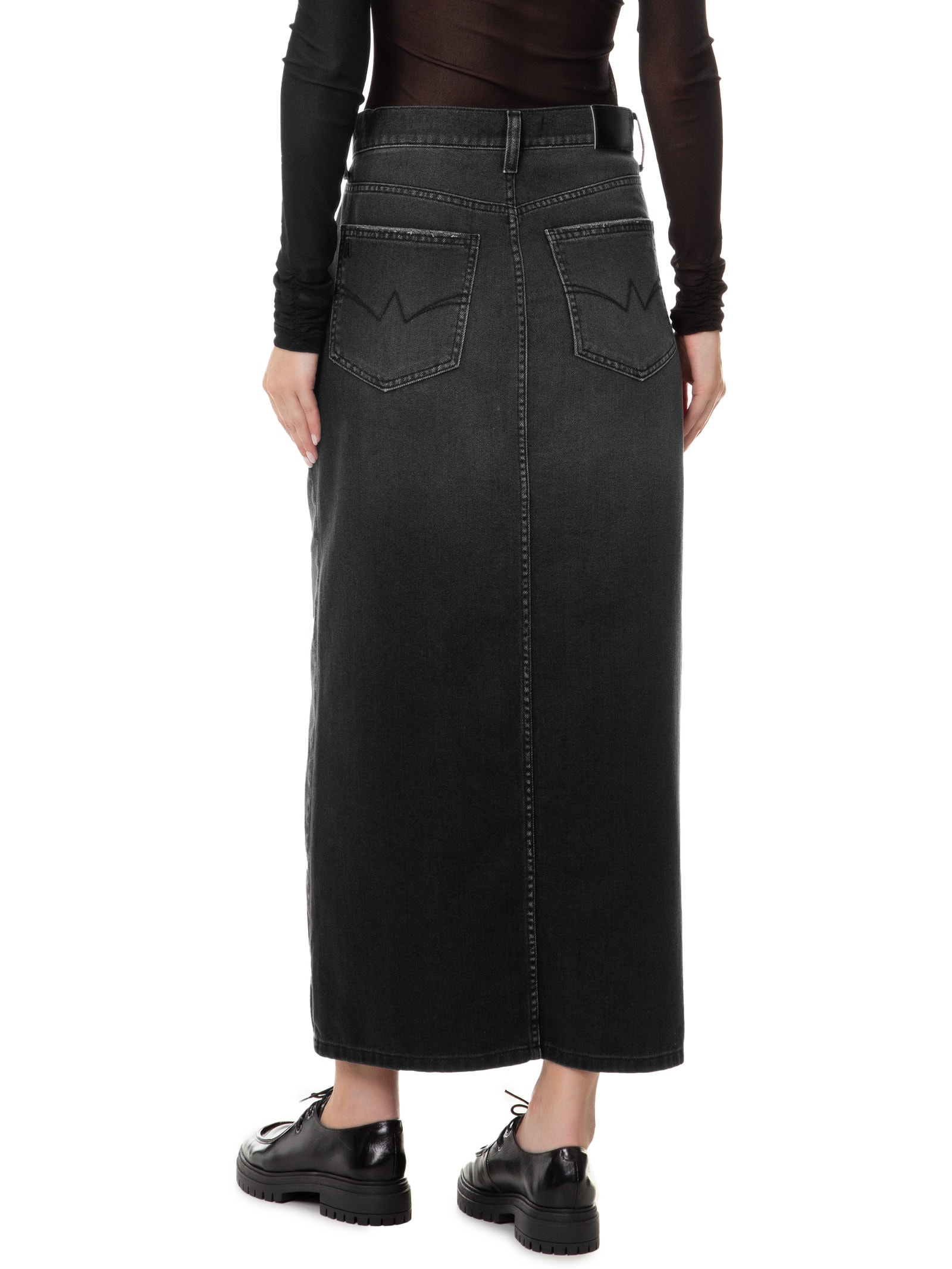 Saia Midi Preto Animale Jeans