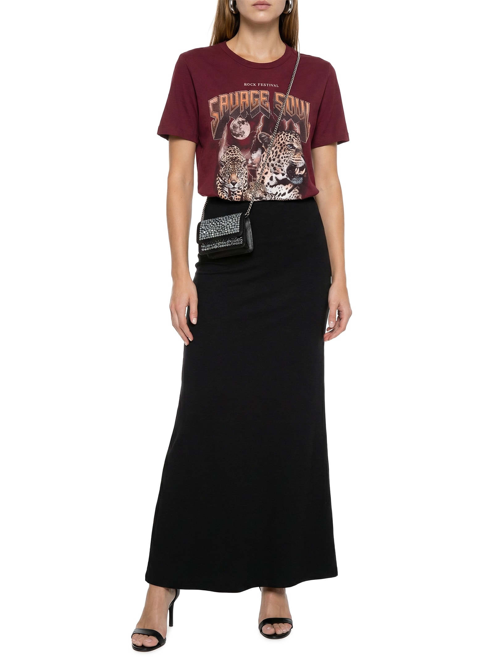 Saia Midi Preto Colcci