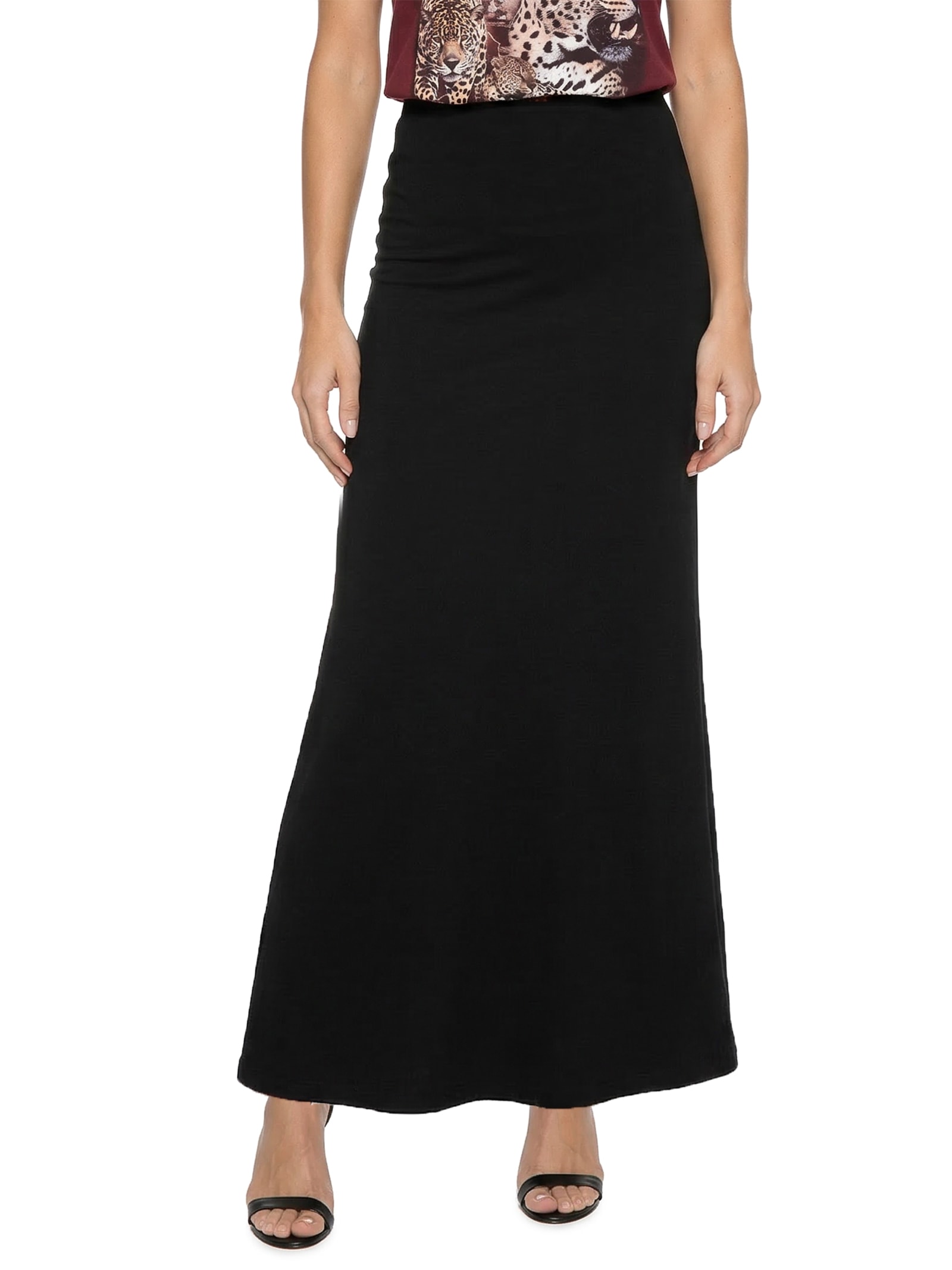 Saia Midi Preto Colcci