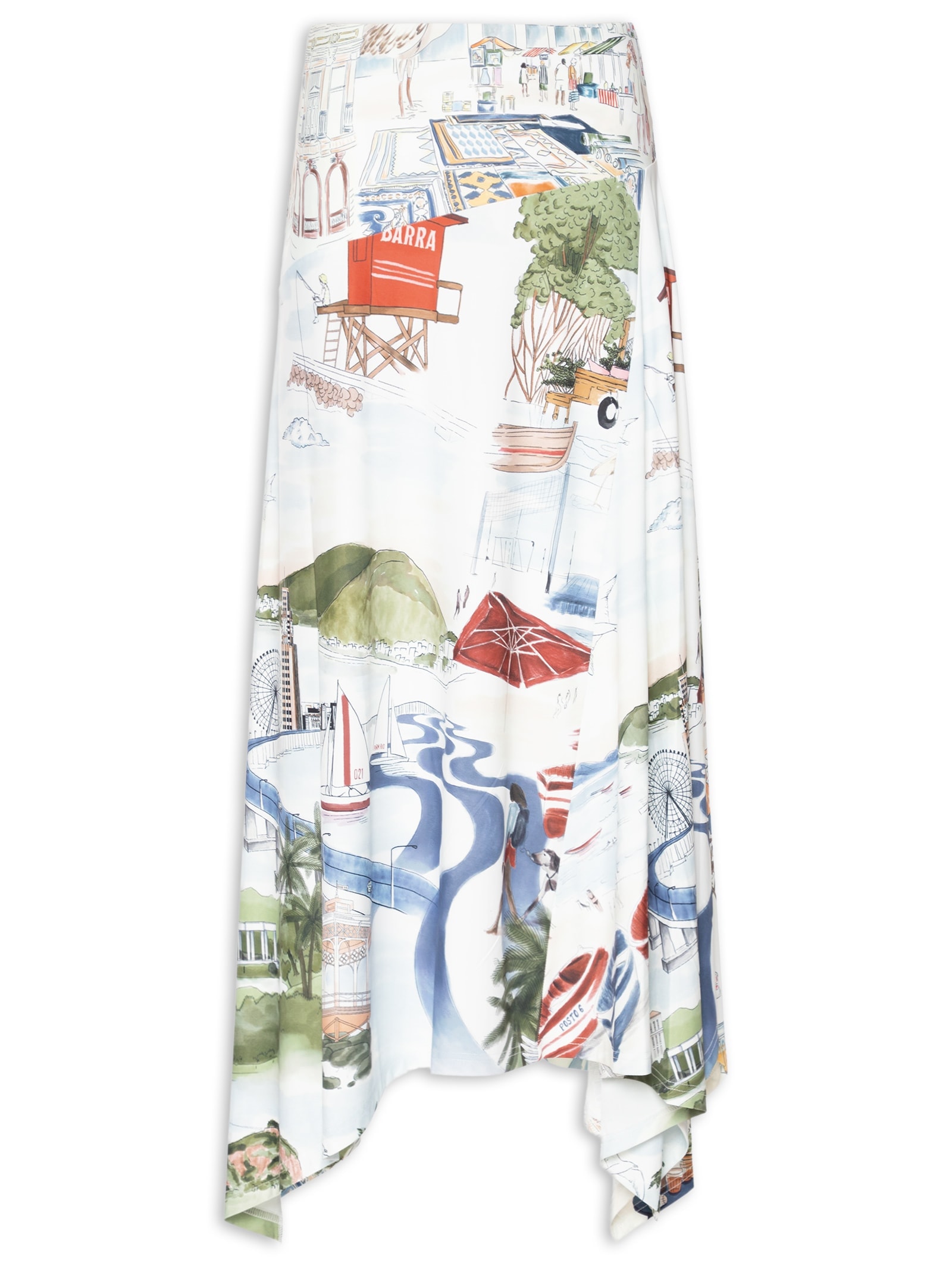 Saia Midi Recorte Encanto Do Rio Off White Farm