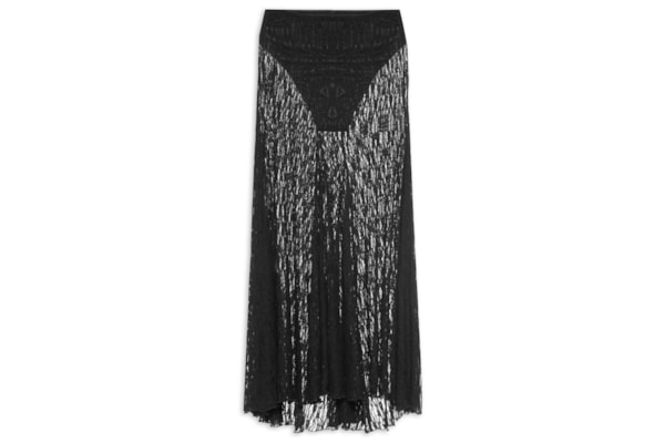 Saia Midi Renda - Preto