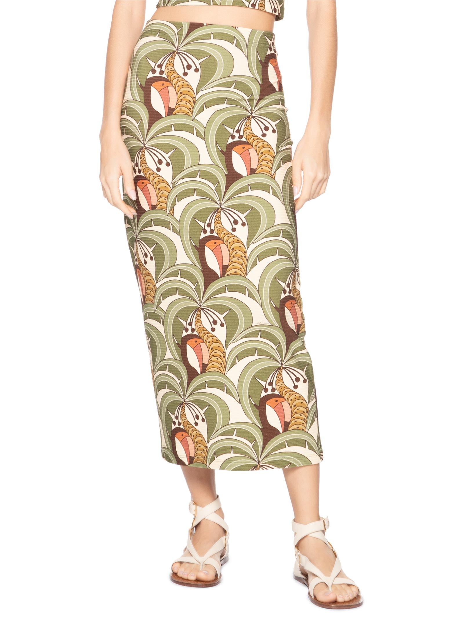 Saia Midi Reta Bananada De Tucano Verde Farm