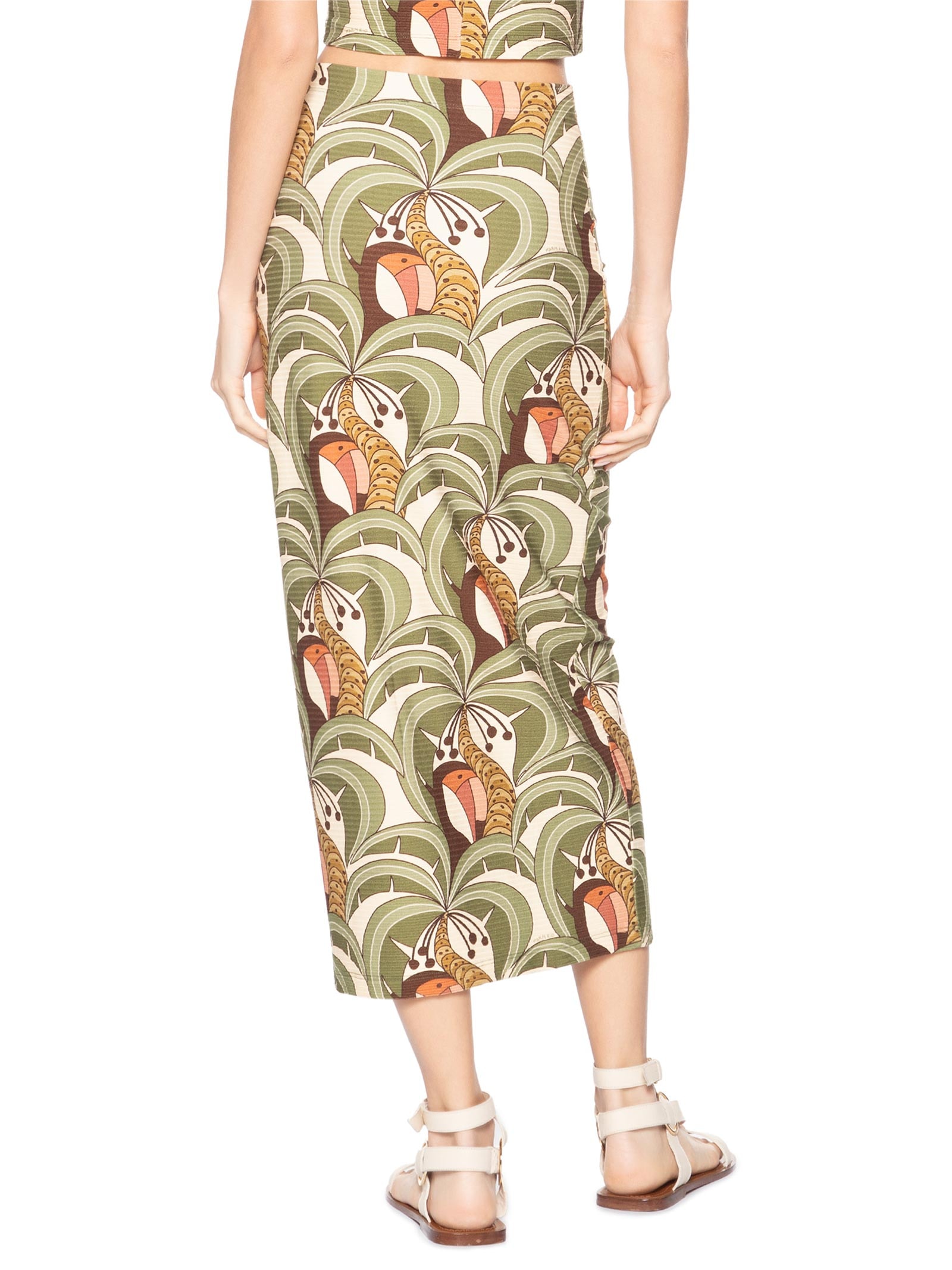 Saia Midi Reta Bananada De Tucano Verde Farm