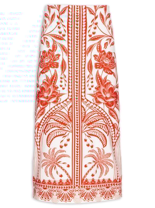 Saia Midi Reta Coqueiro de Flor – Vermelho