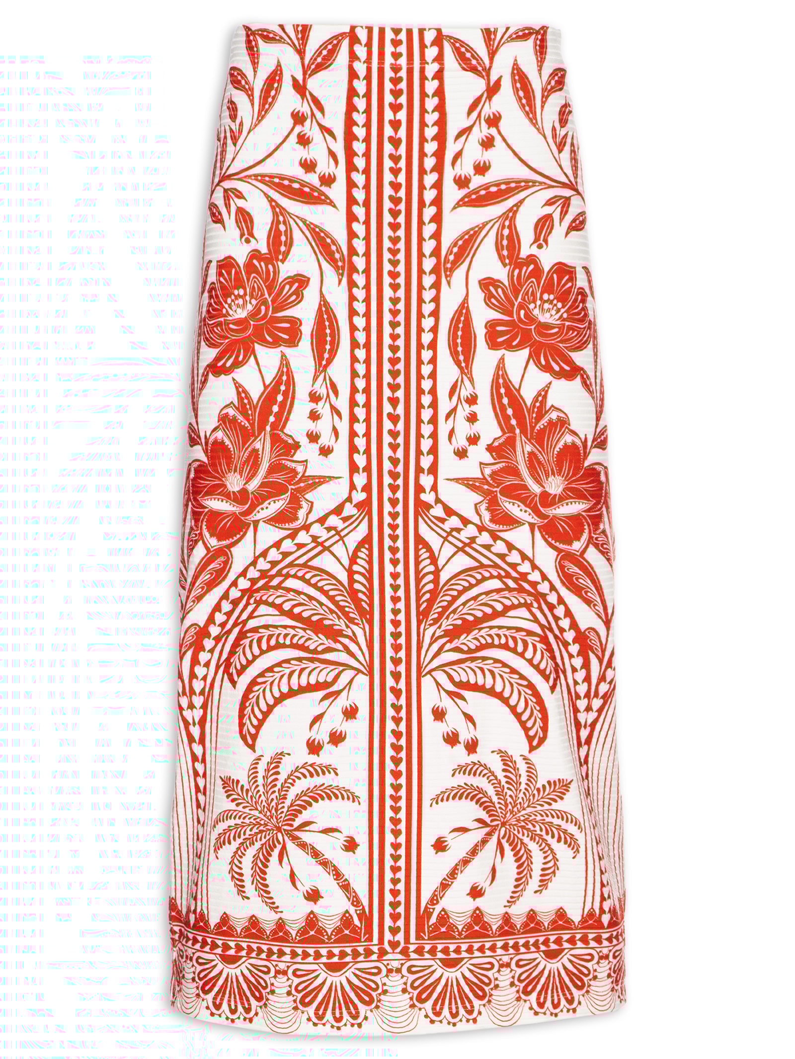 Saia Midi Reta Coqueiro de Flor Vermelho Farm