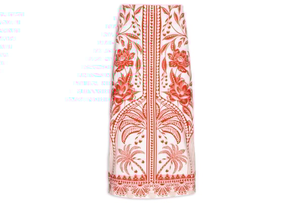 Saia Midi Reta Coqueiro de Flor - Vermelho