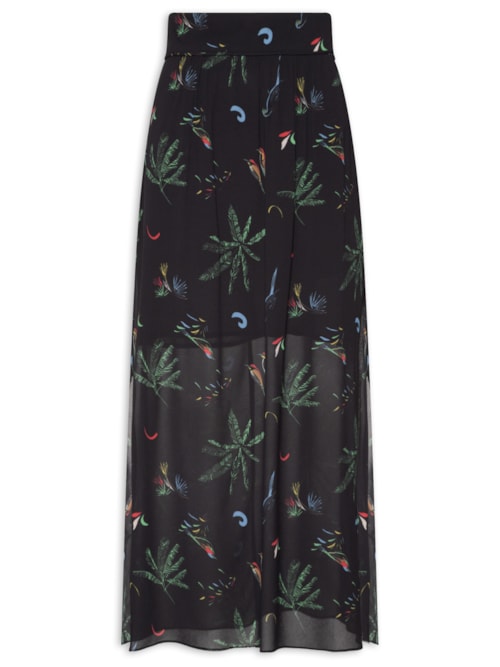 Saia Midi Reta Fig Mata Atlântica – Preto