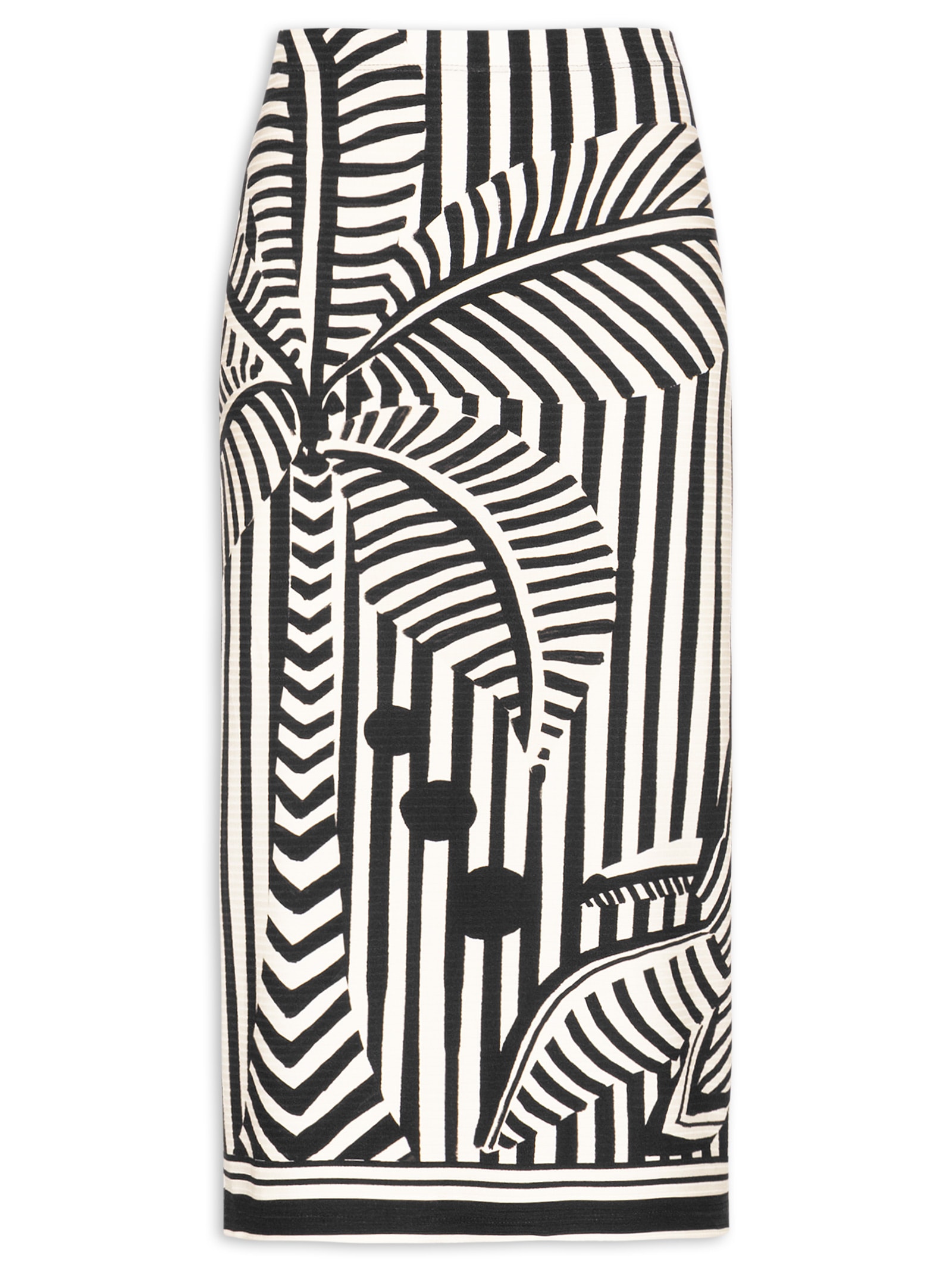 Saia Midi Reta Listra Preta Farm