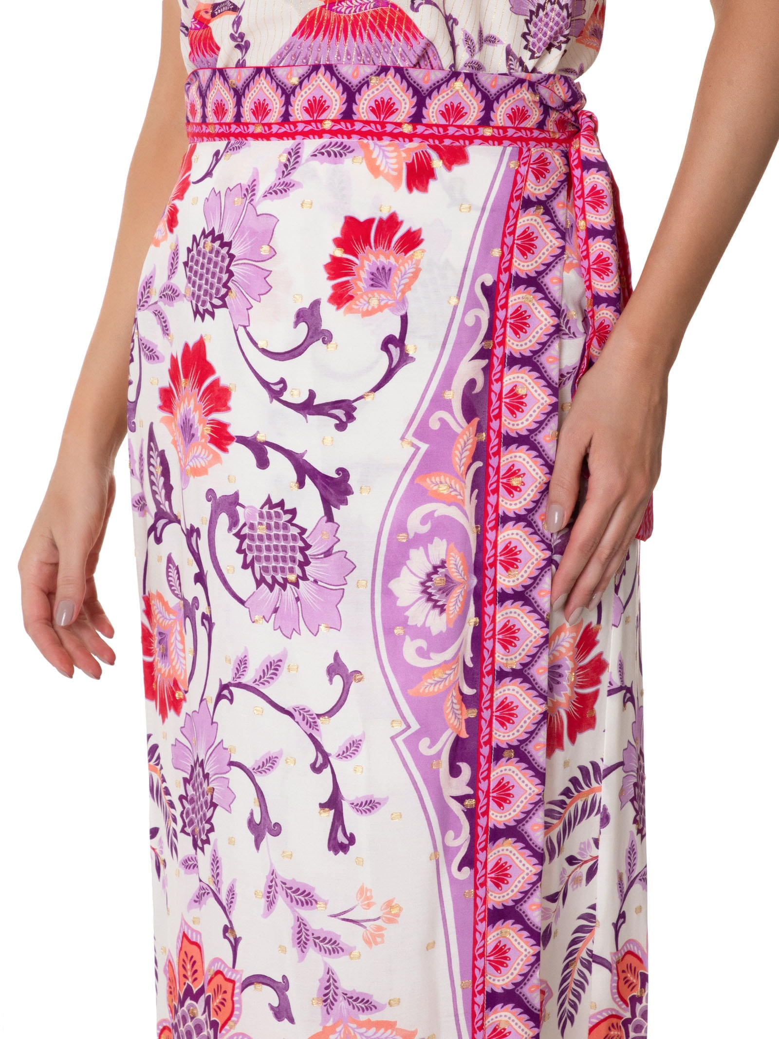 Farm Saia Midi Romance De Tucano Rosa