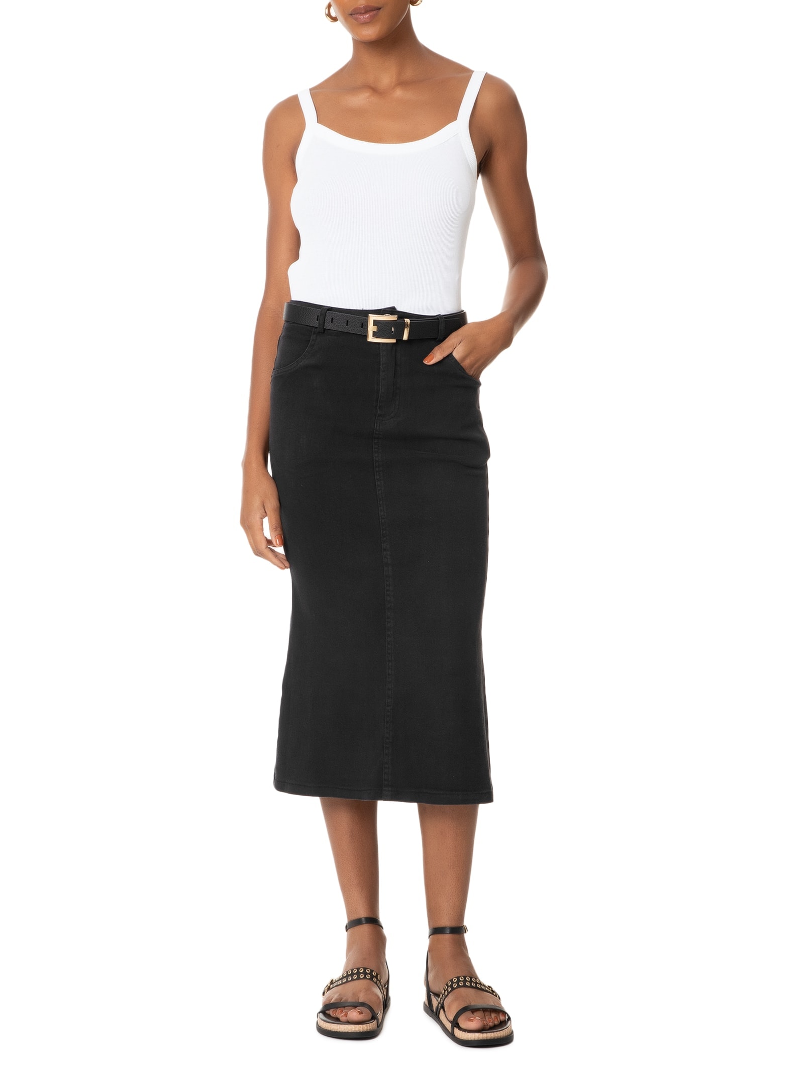 Saia Midi Sarja Preto Basiq