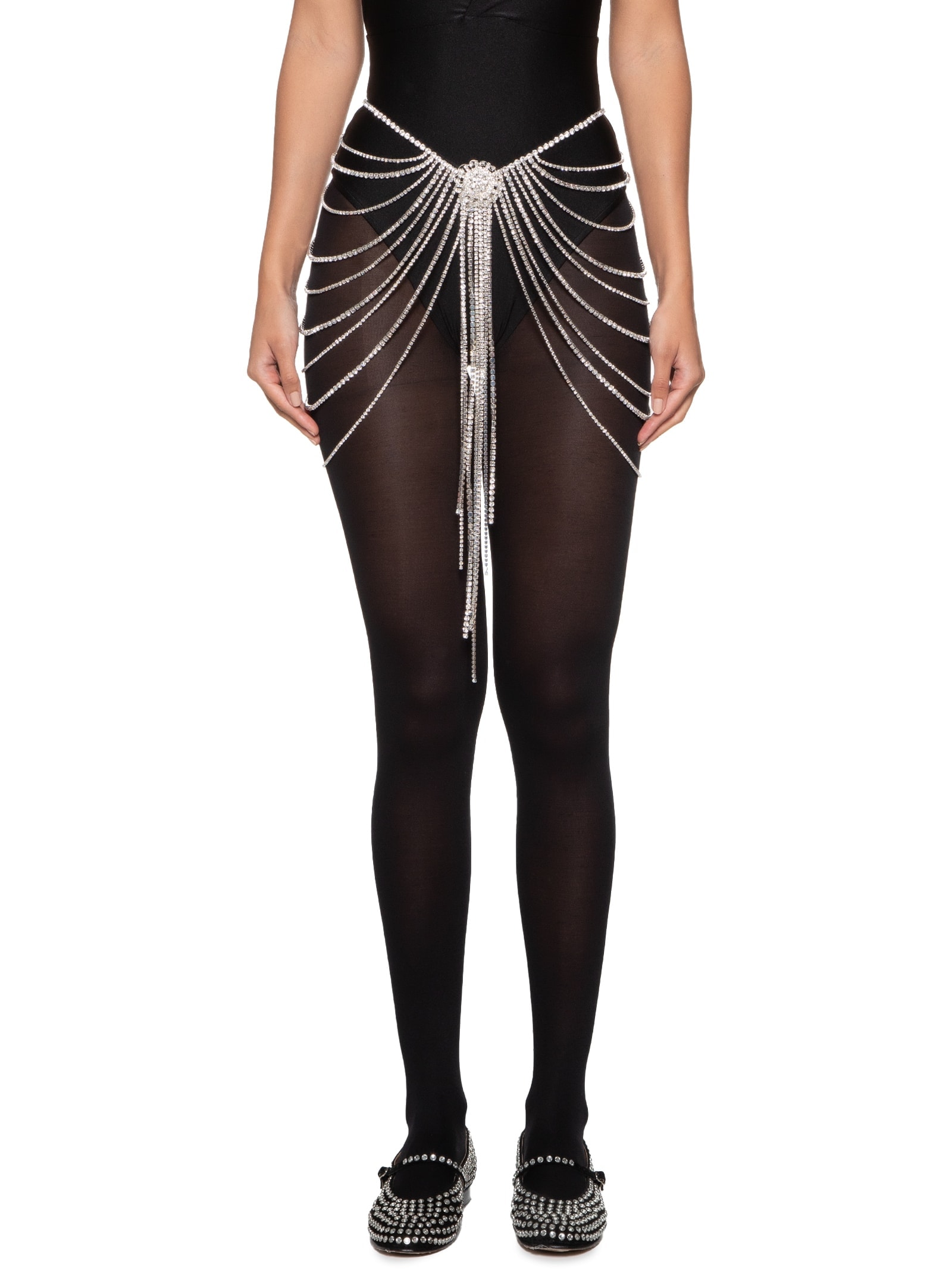 Saia Midi Strass Prata Meiota