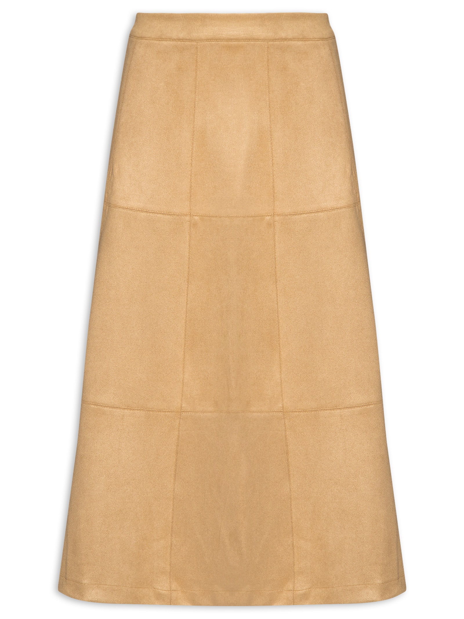 Saia Midi Suede Bege Basiq