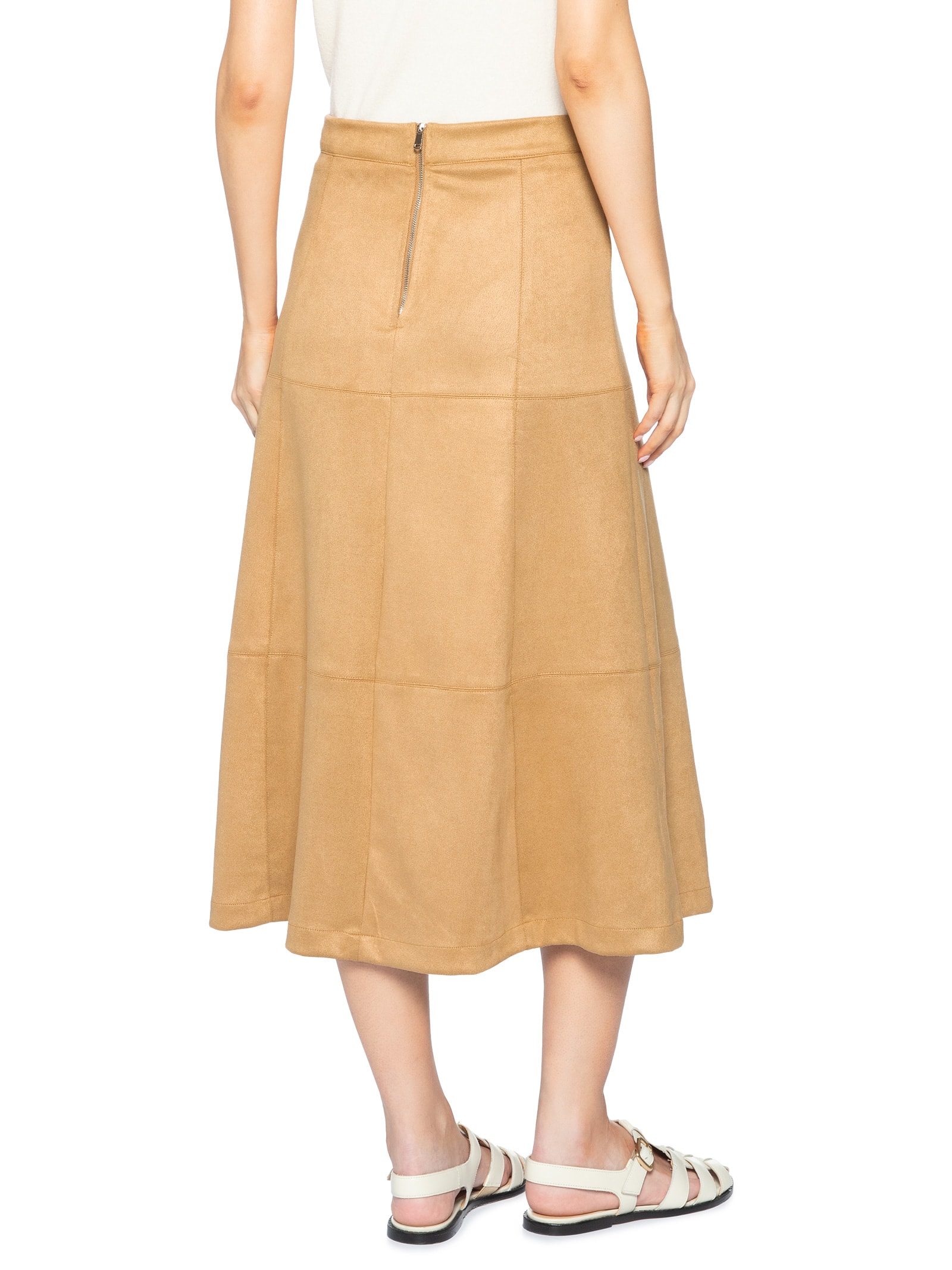 Saia Midi Suede Bege Basiq